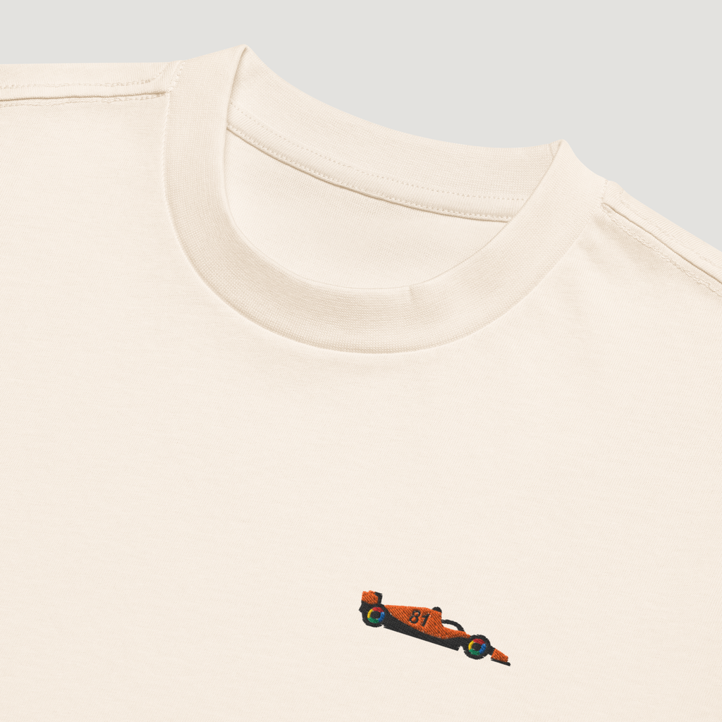 Piastri Embroidered F1 Car T-Shirt - Beige