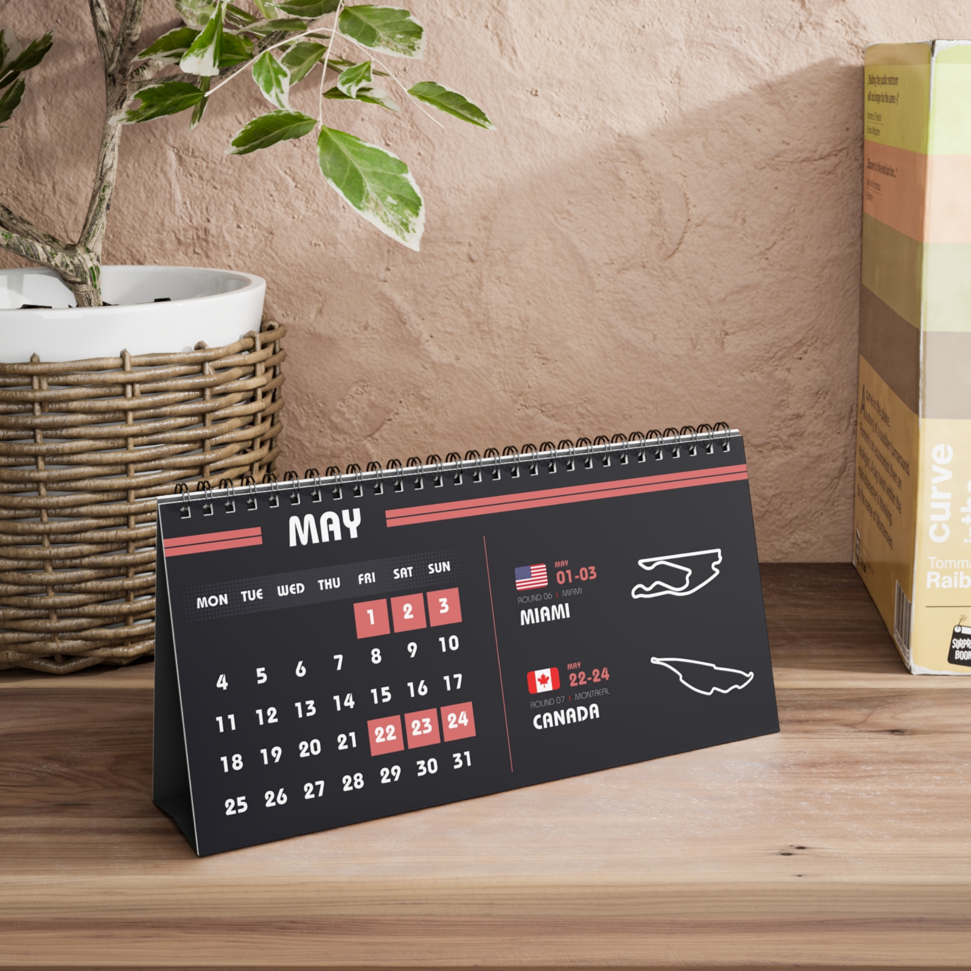 F1 Desk Calendar 2026 - Black