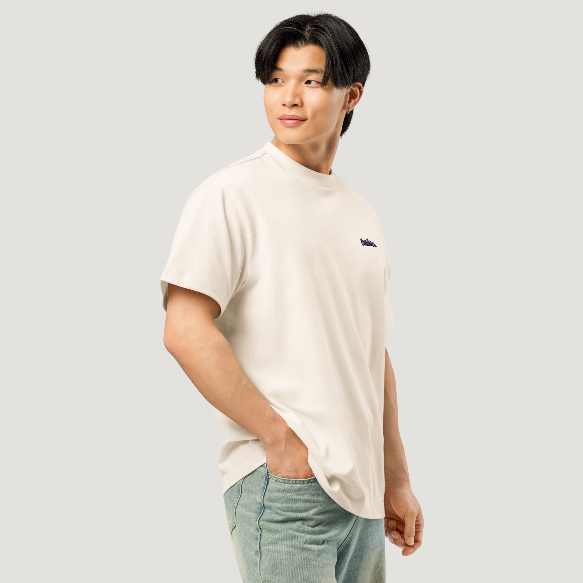 Max Embroidered F1 Car T-Shirt - Beige