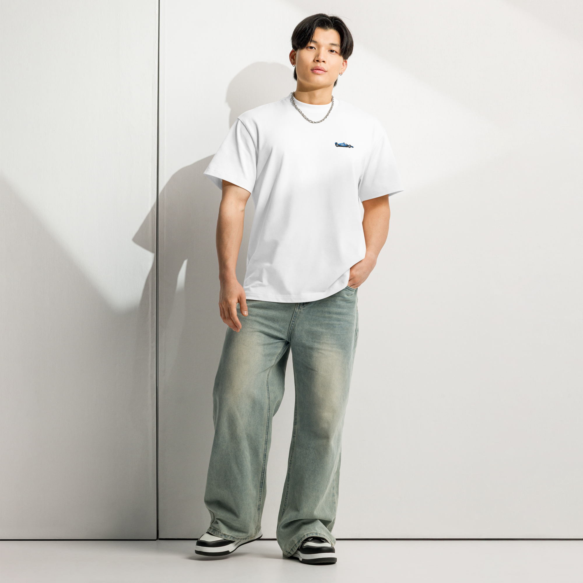 Sainz Embroidered F1 Car T-Shirt - White