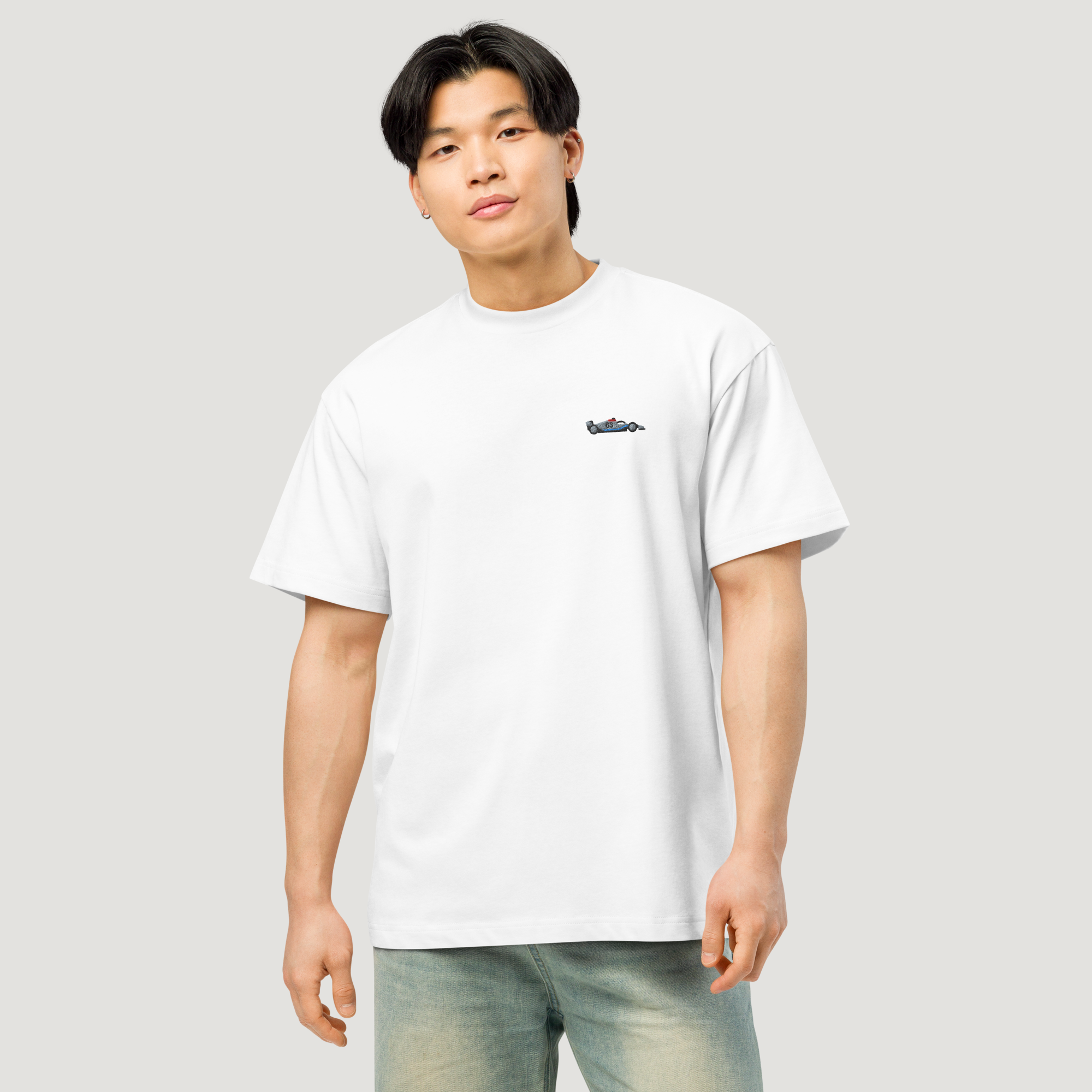 Russell Embroidered F1 Car T-Shirt - White