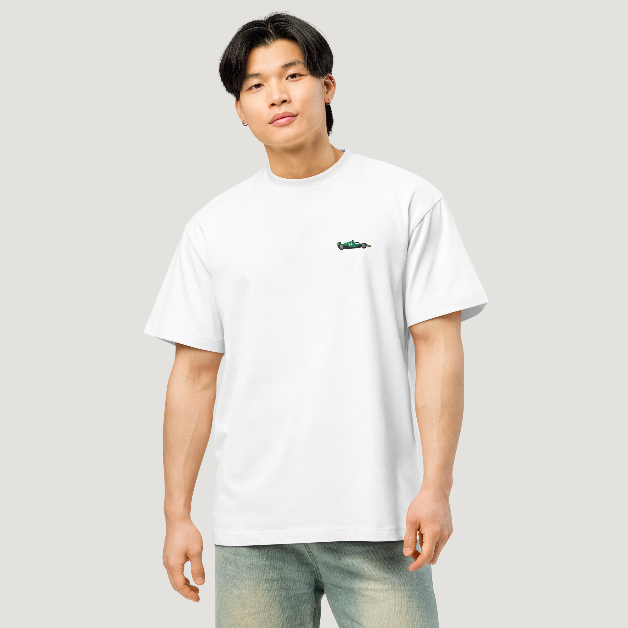 Alonso Embroidered F1 Car T-Shirt - White