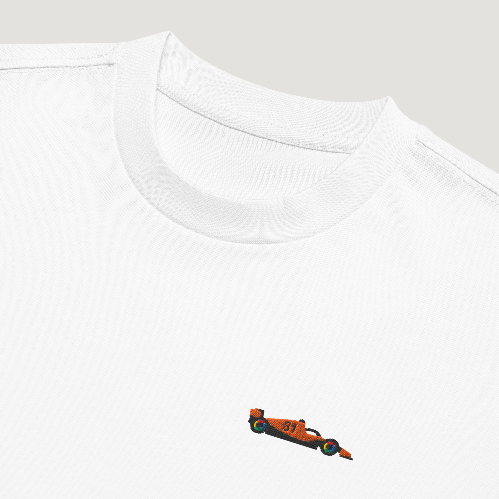 Piastri Embroidered F1 Car T-Shirt - White