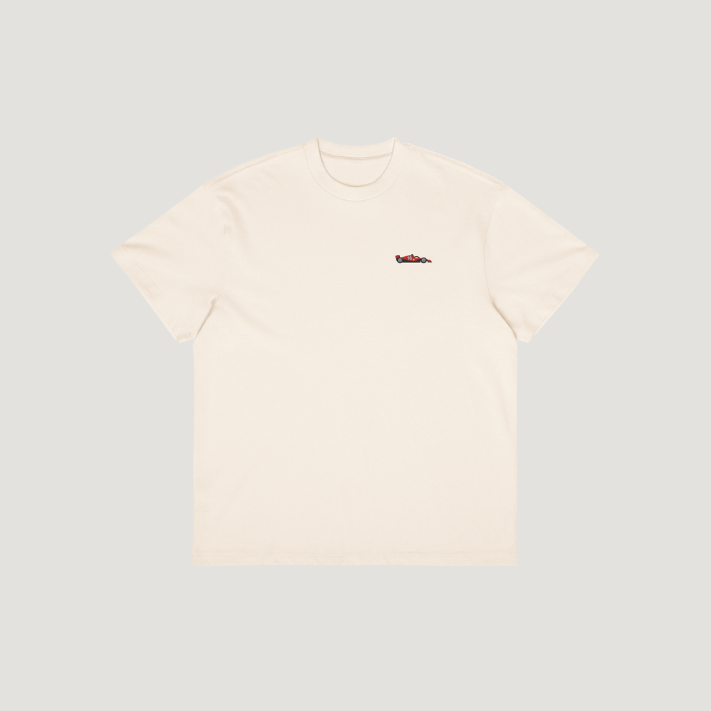 Leclerc Embroidered F1 Car T-Shirt - Beige