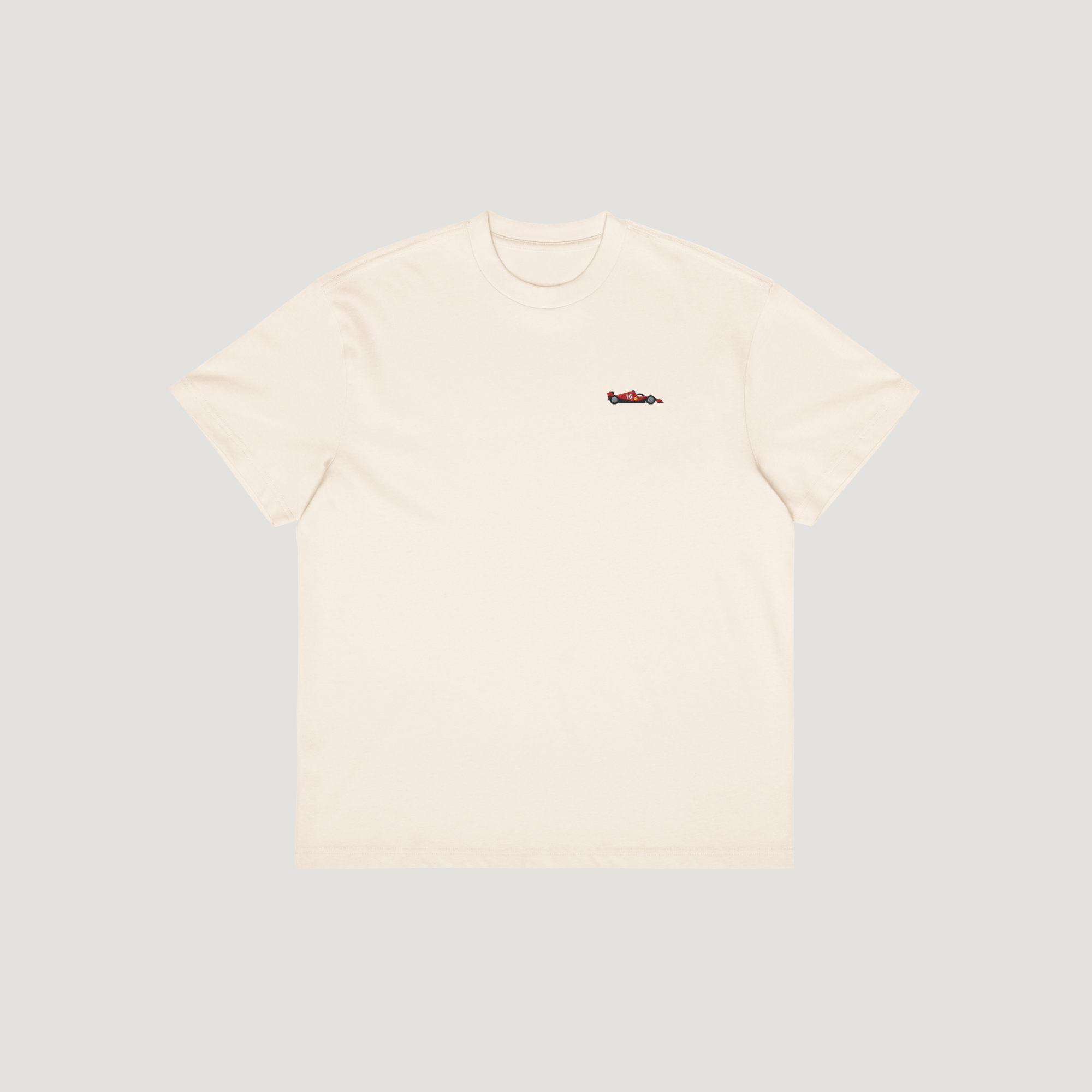 Leclerc Embroidered F1 Car T-Shirt - Beige