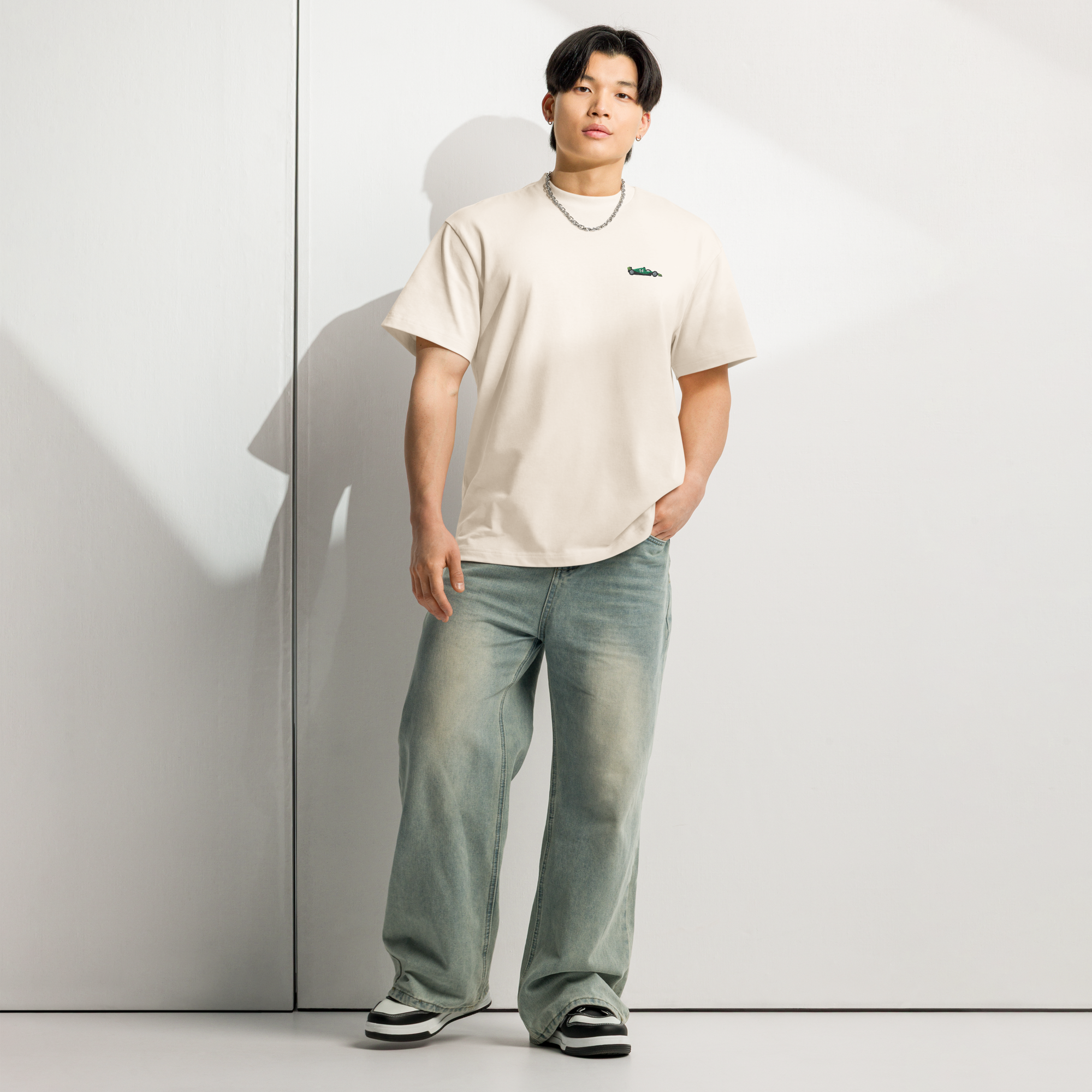 Alonso Embroidered F1 Car T-Shirt - Beige