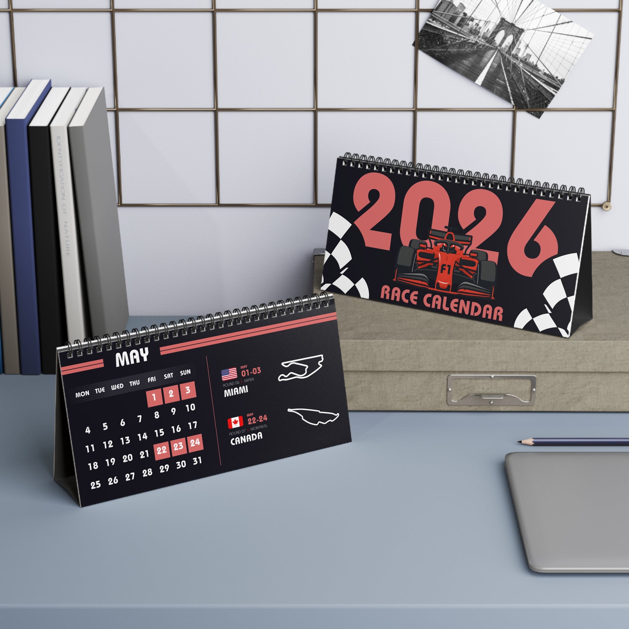 F1 Desk Calendar 2026 - Black