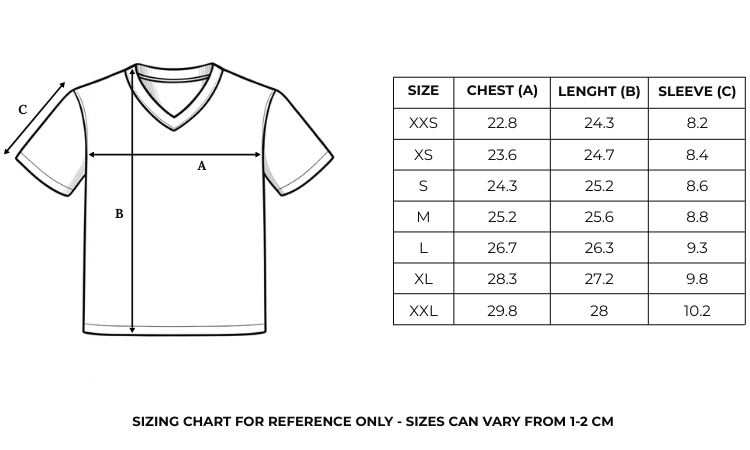 Size chart in inches