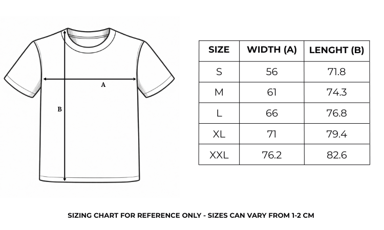 Size chart in centimeters